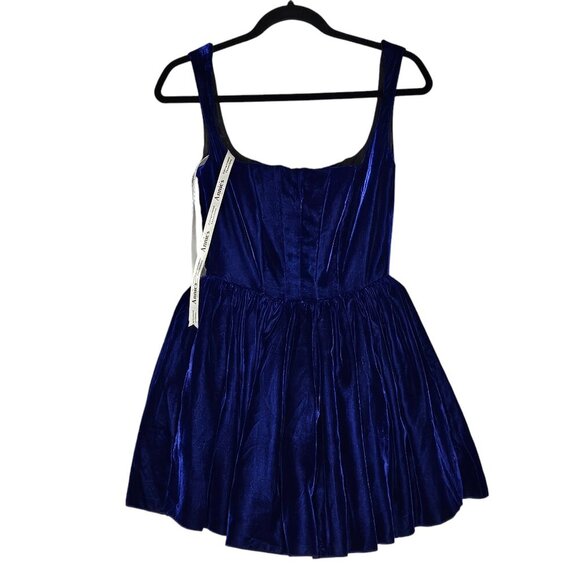 Silvia Astore Annie Ibiza Velvet Navy Blue Corset Square Neck Mini Dress IT 38/0 - Picture 4 of 14